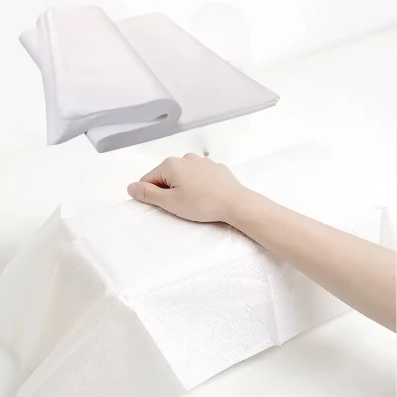 Spa Towel - 50枚入り／100枚入り、20×24cm、使い捨てマニキュア用バスマット、足用タオル、手用タオル、白、まつげエクステ、タトゥー、刺繍、テーブルクロス、ドレープ