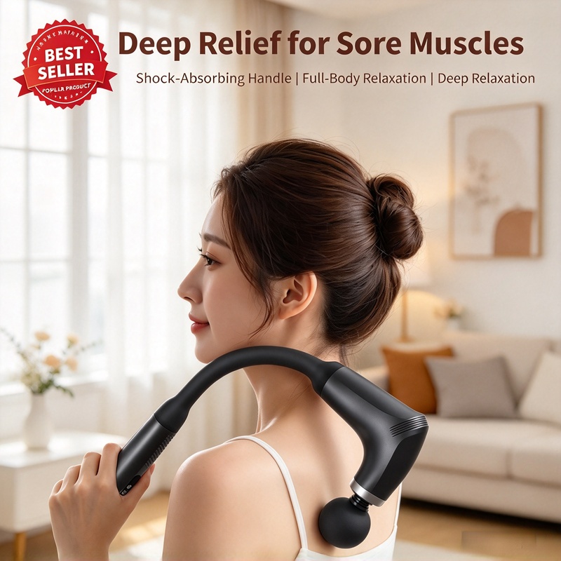 Massage Gun - スマート電動マッサージガン、ハンディ式深層筋肉マッサージャー、携帯用筋肉リラックスマッサージガン、自宅用ギフト
