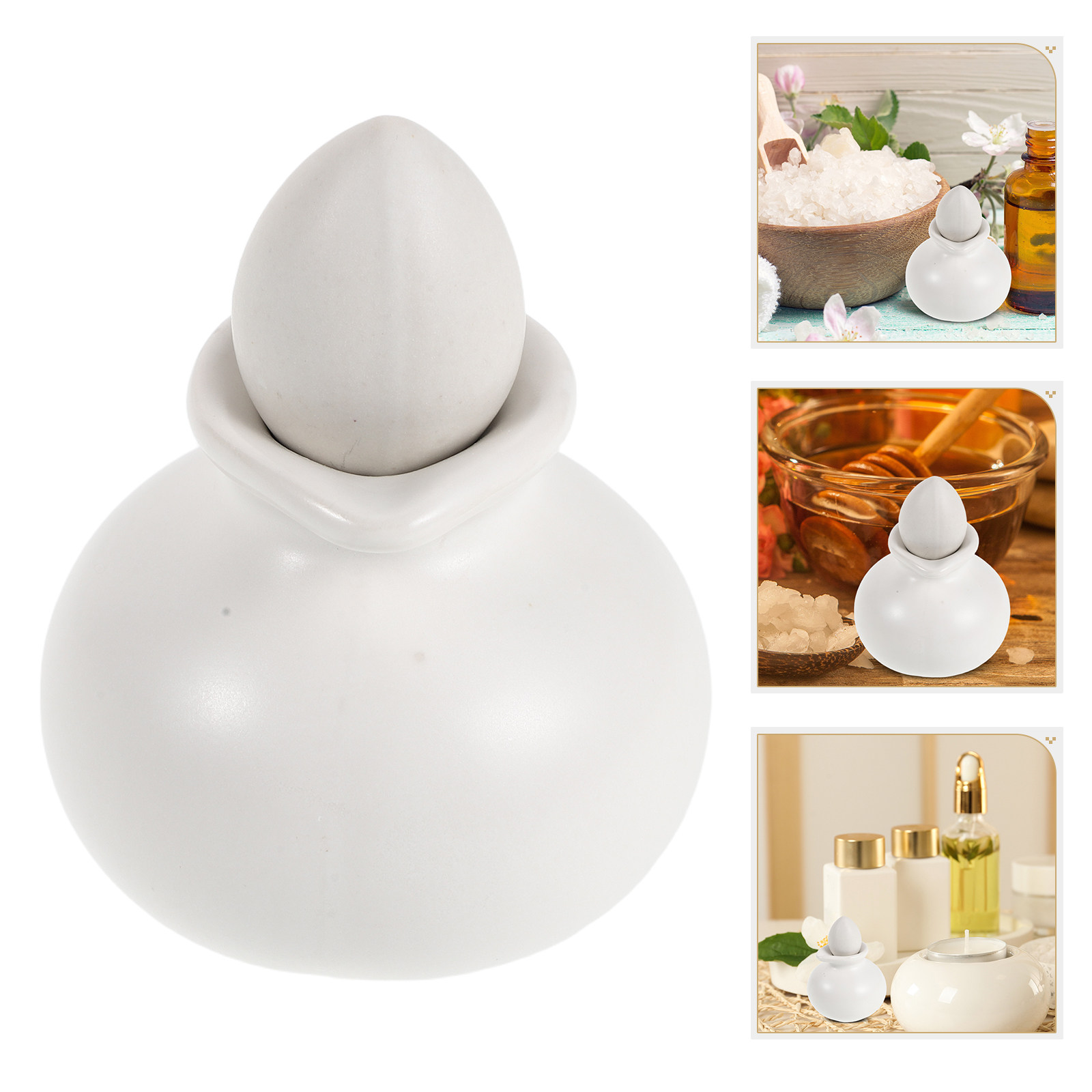 Spa Massager - セラミック製エッセンシャルオイルディフューザーボトル 40ml。和風スパマッサージアロマセラピー用。詰め替え可能な香料オイルディスペンサー。