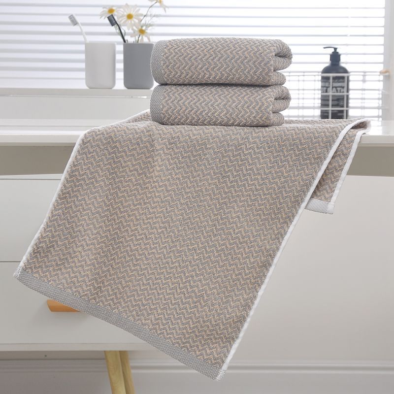 Spa Towel - 3枚組のヘリンボーン柄コットンタオルセット。超ソフトで吸水性が高く、速乾性のあるバスタオル。バスルーム、ジム、スパ、旅行、大人の日常使いに最適。