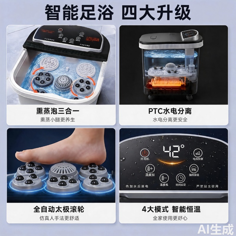 電気フットバスバケツ、恒温加熱マッサージスパ浴槽、家庭用イン - Foot Spa のレビューと価格