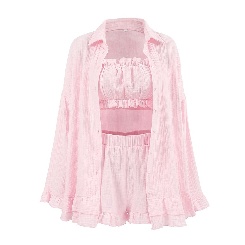 ゆったりフィットの3点セット、長袖とショートパンツ、西洋風ア - Bathrobe のレビューと価格
