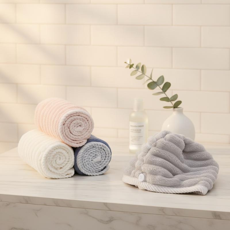 女性用マイクロファイバー製速乾ヘアキャップ。厚手で吸水性に優 - Spa Towel のレビューと価格