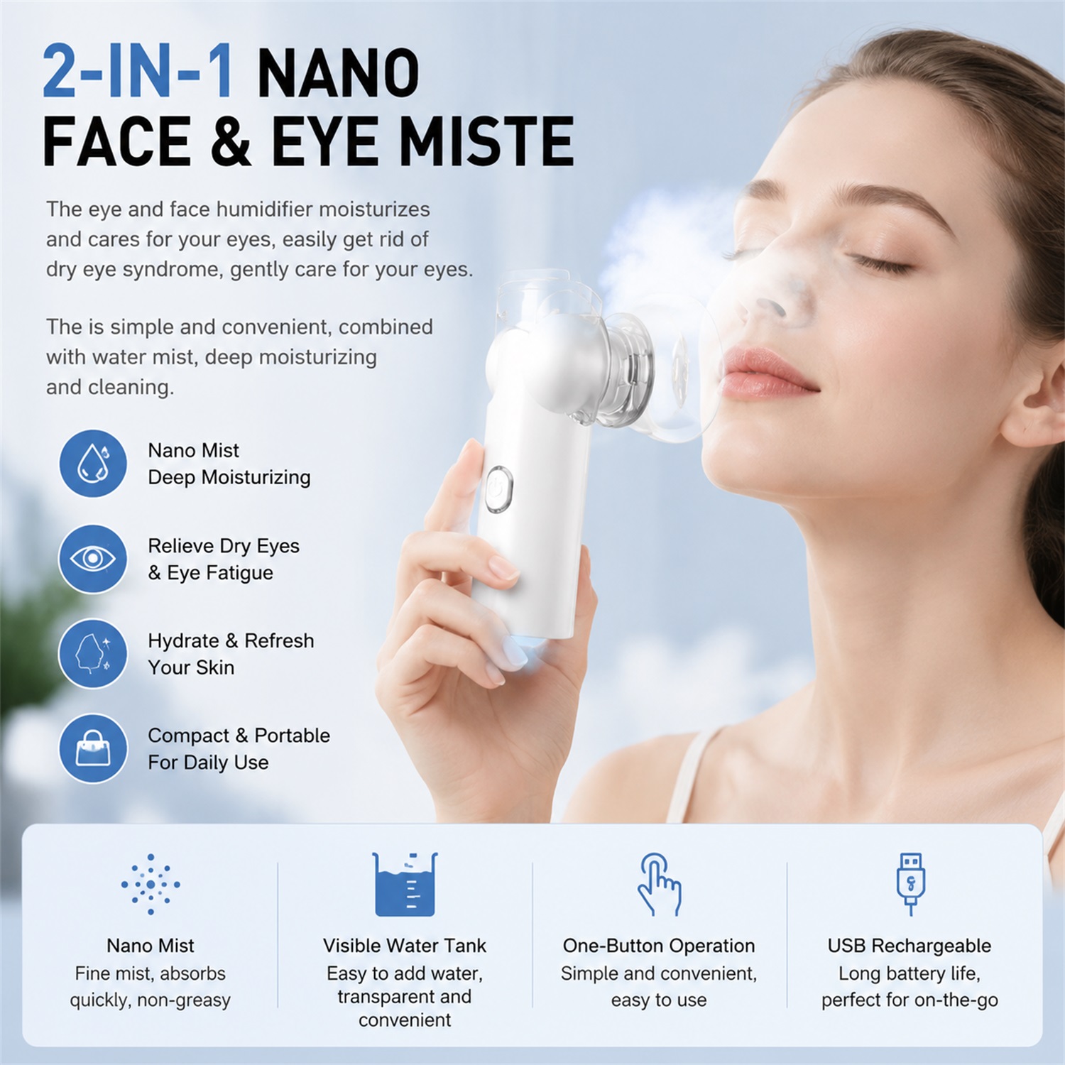 2-IN-1 メッシュ式フェイシャルスチーマー。乾燥肌や目元 - Face Steamer のレビューと価格